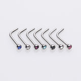 7 Pcs of Assorted Gem Ball L-Shaped Nose Ring Pack