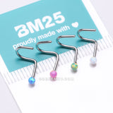 Detail View 3 of 4 Pcs of Assorted Color Fire Opal Ball Top Nose Screw Ring Package