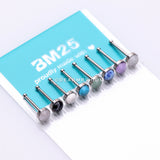 8 Pcs Pack of Assorted Natural Stone Set Top Steel Nose Stud Rings