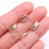 Detail View 2 of 4 Pcs of Assorted Golden Multi-Gem Lined Bendable Hoop Ring Package-Clear Gem