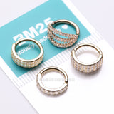 Detail View 3 of 4 Pcs of Assorted Golden Multi-Gem Lined Bendable Hoop Ring Package-Clear Gem