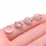 Detail View 2 of 4 Pcs of Assorted Multi-Gem Lined Bendable Hoop Ring Package-Clear Gem