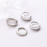 Detail View 1 of 4 Pcs of Assorted Multi-Gem Lined Bendable Hoop Ring Package-Clear Gem