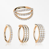 4 Pcs of Assorted Rose Gold Multi-Gem Lined Bendable Hoop Ring Package-Clear Gem