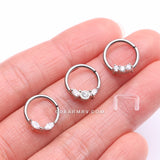 Detail View 2 of 3 Pcs of Assorted Dainty Gem Bendable Hoop Ring with Clear Retainer Package-Clear Gem