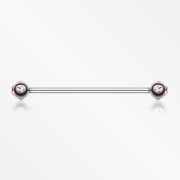 Aurora Gem Ball Industrial Barbell-Pink