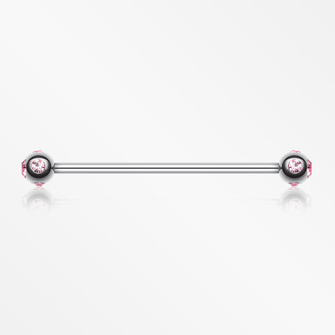 Aurora Gem Ball Industrial Barbell-Pink