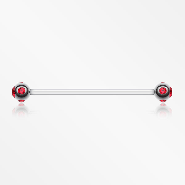 Aurora Gem Ball Industrial Barbell-Red