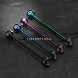 Colorline Aurora Gem Ball Industrial Barbell-Black/Clear