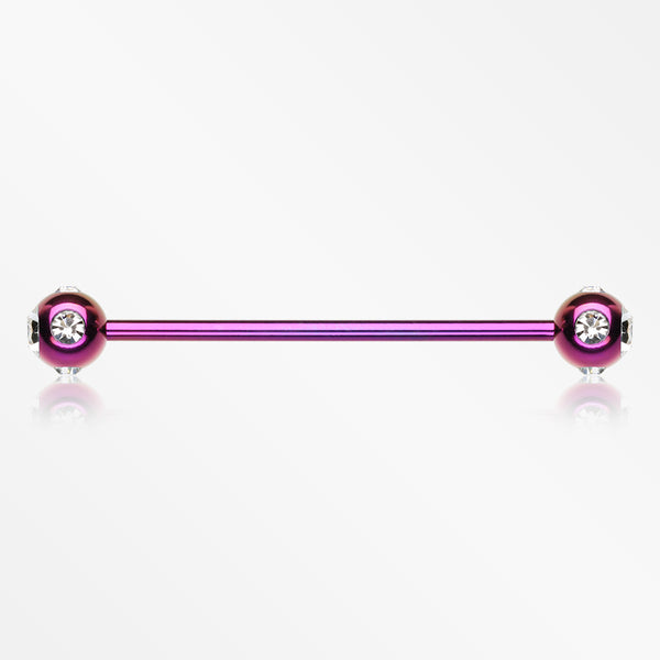 Colorline Aurora Gem Ball Industrial Barbell-Purple/Clear