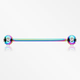 Colorline Aurora Gem Ball Industrial Barbell-Rainbow/Clear