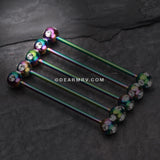 Colorline Aurora Gem Ball Industrial Barbell-Rainbow/Clear