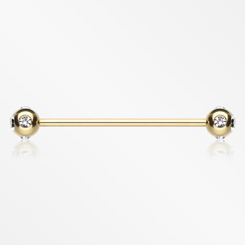 Golden Aurora Gem Ball Industrial Barbell-Clear Gem