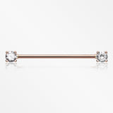 Rose Gold Dainty Sparkles Industrial Barbell-Clear