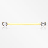 Golden Dainty Sparkles Industrial Barbell-Clear