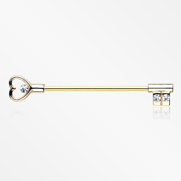 Golden Heart Key Industrial Barbell-Clear