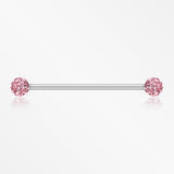 Multi-Gem Sparkle Ball Industrial Barbell-Light Pink