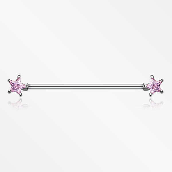 Star Sparkle Industrial Barbell-Pink