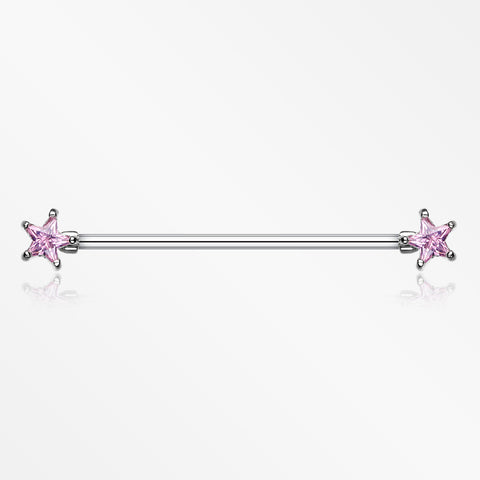 Star Sparkle Industrial Barbell-Pink
