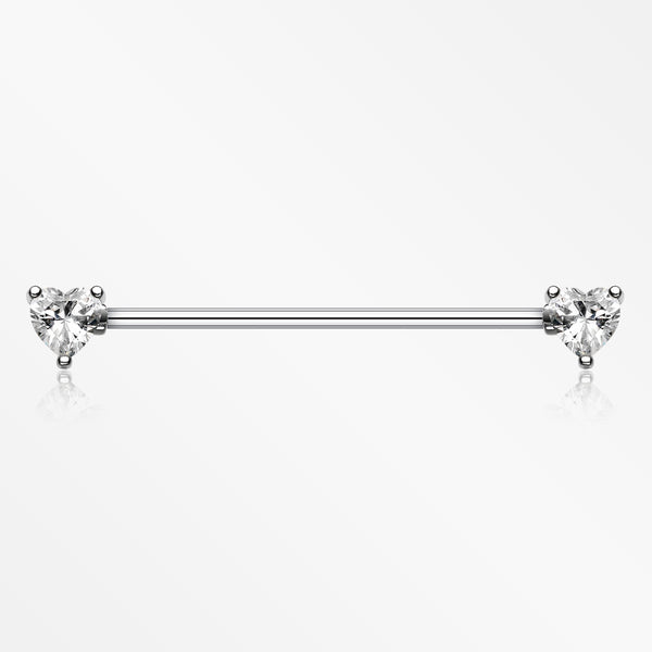 Heart Sparkle Industrial Barbell-Clear