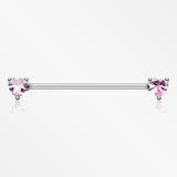 Heart Sparkle Industrial Barbell-Pink