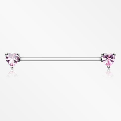 Heart Sparkle Industrial Barbell-Pink