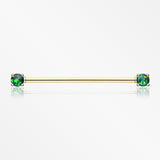 Golden Opal Sparkle Prong Industrial Barbell-Black
