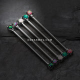 Opal Sparkle Prong Industrial Barbell-Black