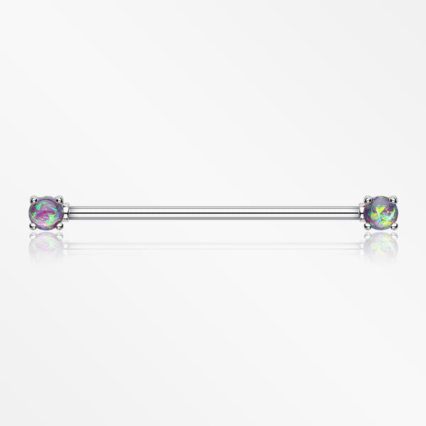 Opal Sparkle Prong Industrial Barbell-Purple
