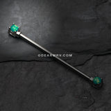 Opal Sparkle Prong Industrial Barbell-Teal