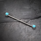 Turquoise Bead Prong Industrial Barbell-Turquoise
