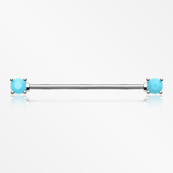 Turquoise Bead Prong Industrial Barbell-Turquoise