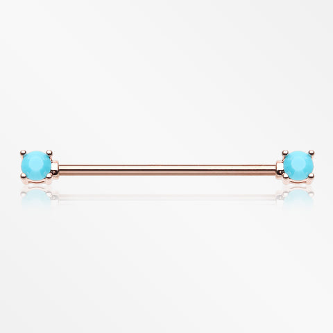 Rose Gold Turquoise Bead Prong Industrial Barbell-Turquoise