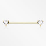 Golden Heart Sparkle Industrial Barbell-Clear