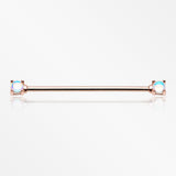 Rose Gold Iridescent Revo Double Prong Industrial Barbell