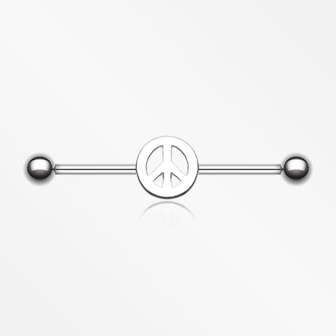 Peace Sign Industrial Barbell-Steel