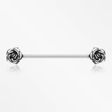 Double Rose Flower Industrial Barbell-Steel