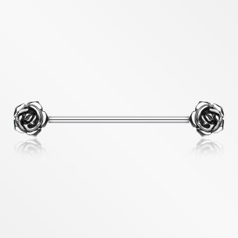 Double Rose Flower Industrial Barbell-Steel