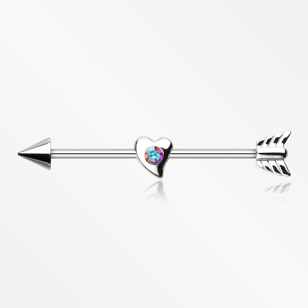 Cupid's Love Arrow Industrial Barbell-Aurora Borealis