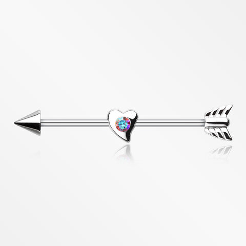 Cupid's Love Arrow Industrial Barbell-Aurora Borealis
