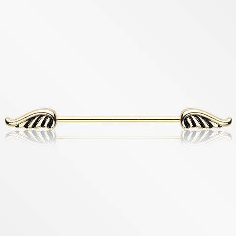 Golden Angelic Wings Industrial Barbell-Gold