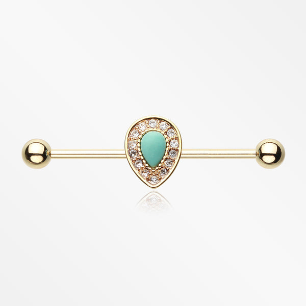 Golden Avice Turquoise Industrial Barbell-Clear/Turquoise