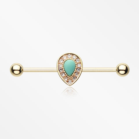 Golden Avice Turquoise Industrial Barbell-Clear/Turquoise