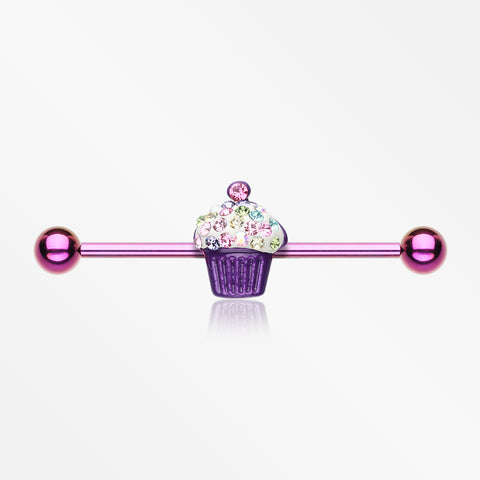 Colorline Cupcake Delight Multi-Gem Industrial Barbell-Purple
