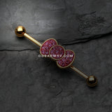 Golden Adorable Bow-Tie Sparkle Industrial Barbell-Fuchsia