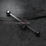 Glam Butterfly Sparkle Industrial Barbell-Teal/Fuchsia