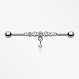 Dazzling Gem Row Sparkle Dangle Industrial Barbell-Clear