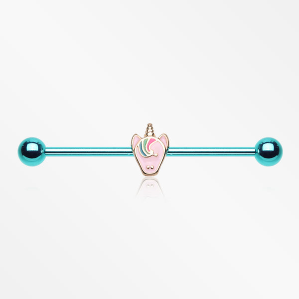 Colorline Adorable Pastel Unicorn Industrial Barbell-Teal