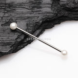 Luster Pearlescent Ball Ends Industrial Barbell-White