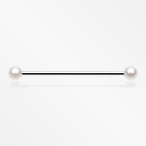 Luster Pearlescent Ball Ends Industrial Barbell-White